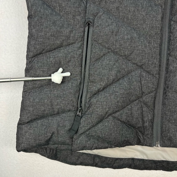 Eddie Bauer Down Puffer Vest Women LARGE Grey Jacket Removable Faux Fur Hood NWT - Picture 5 of 16